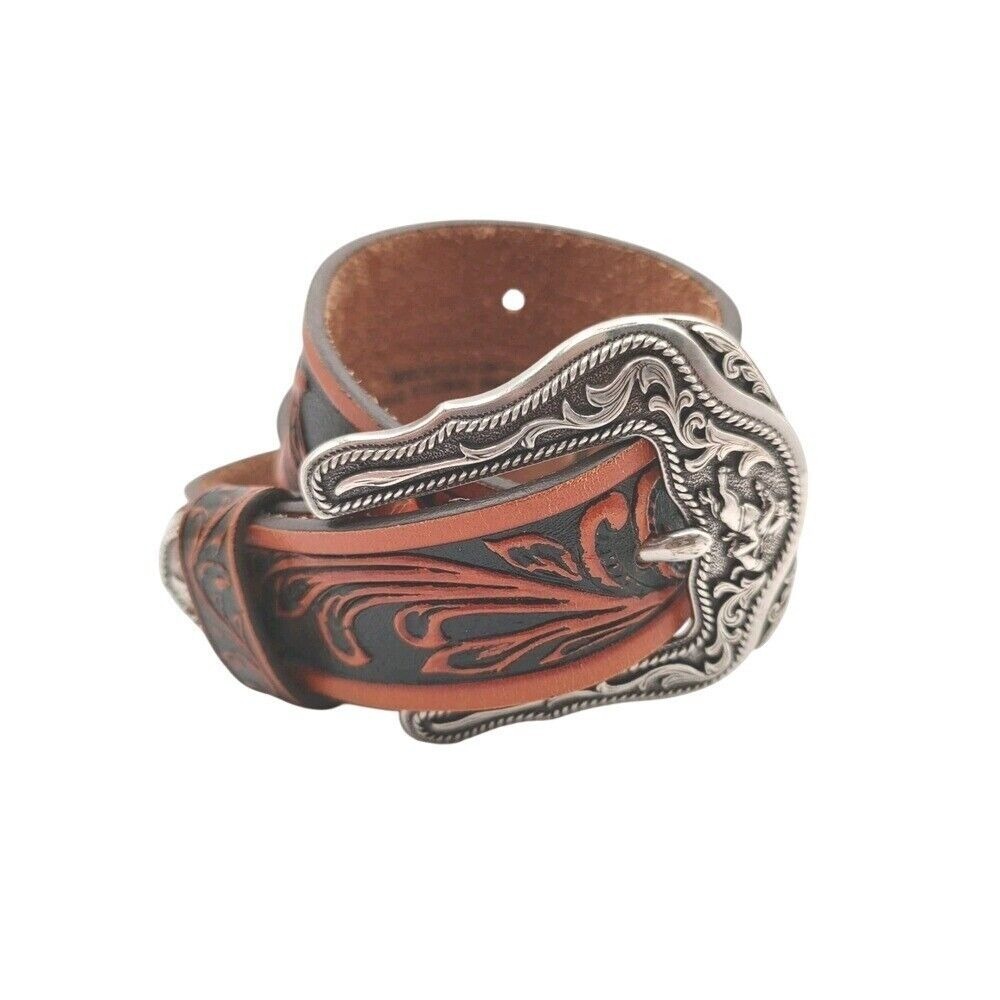 Tony Lama Kids Youth brown tooled‎ Westerly Ride Belts C60214 size 26